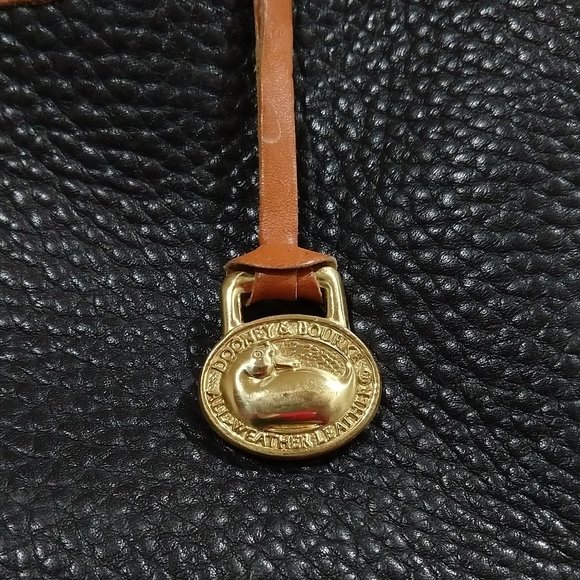 Vintage 80s Dooney & Bourke USA Brown Black Pebbled Leather Shoulder Satchel Bag - Picture 9 of 15